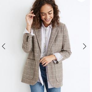 Madewell Plaid Blazer in Brown and Cream